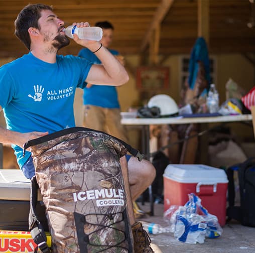 donated icemule cooler at work