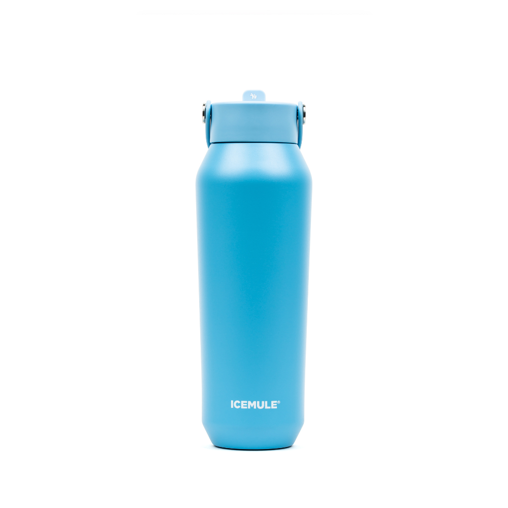 32oz Insulated Water Bottles with Matching Straw Lid and Rubber Boot- Ice